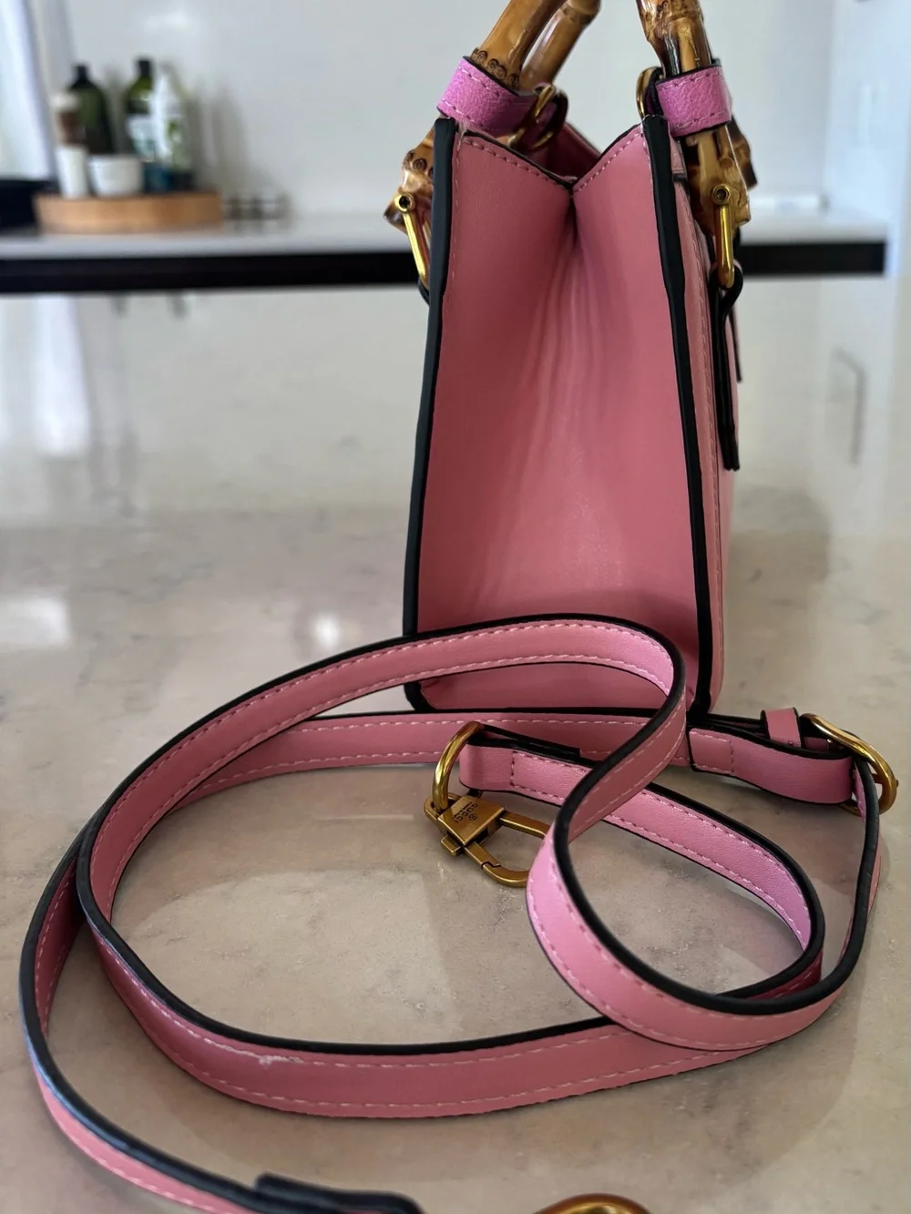 Pink Mini Bamboo Top-Handle Crossbody Bag - Picture 2 of 5